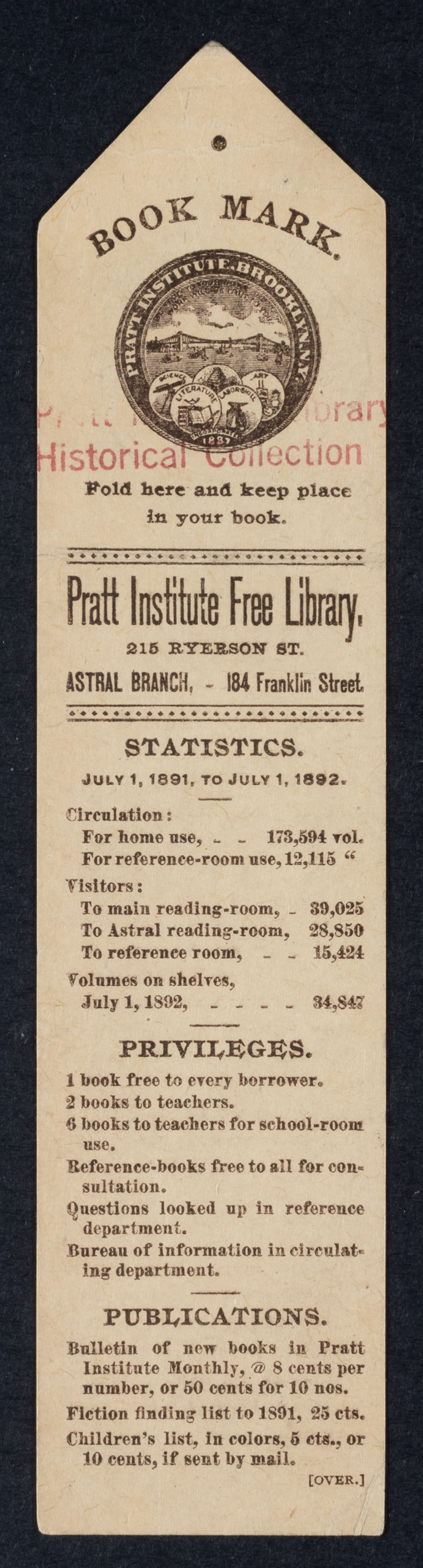 Pratt Institute Free Library Bookmark